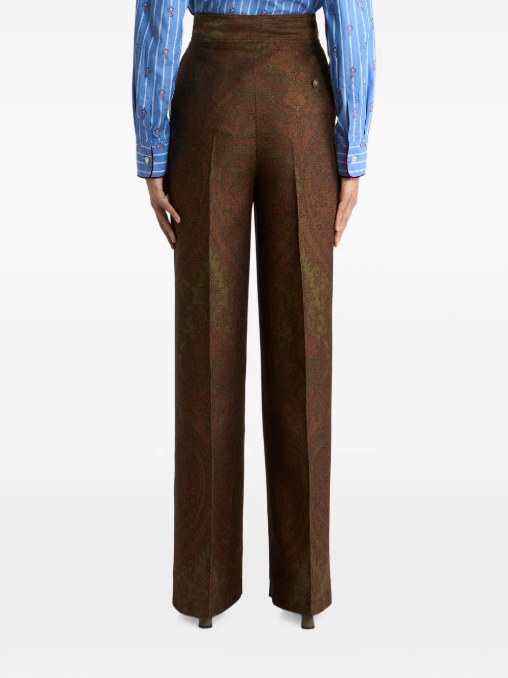 ETRO Pantalon met paisley-jacquard Bruin