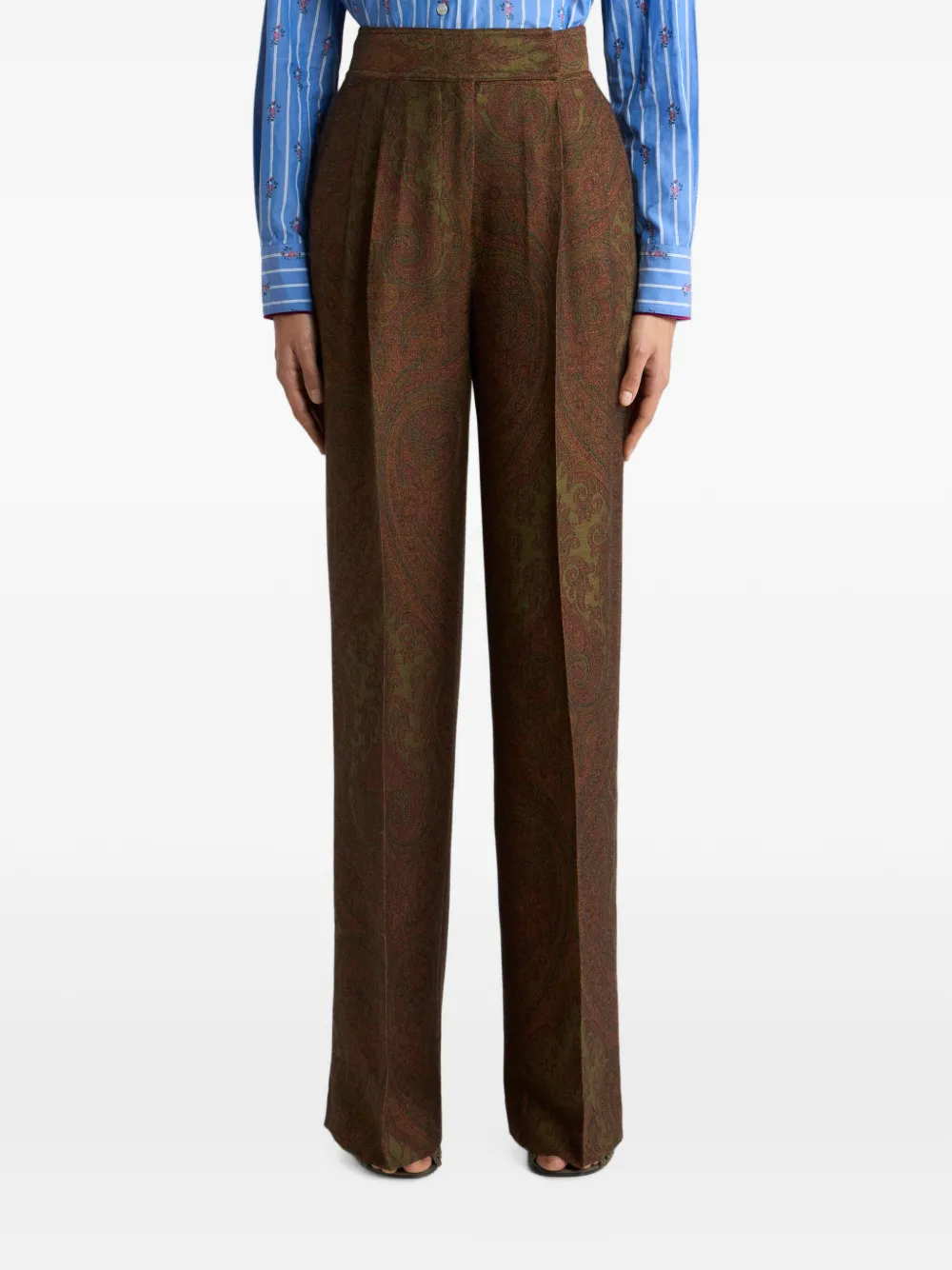 ETRO Pantalon met paisley-jacquard Bruin