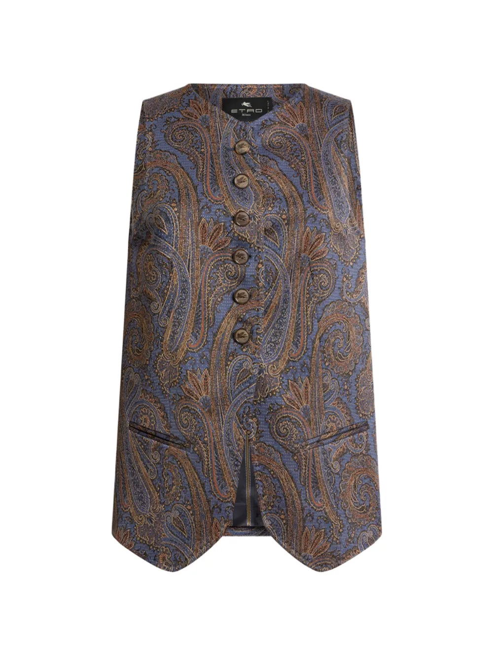 ETRO cotton-blend jacquard waistcoat with Paisley motif - Blue