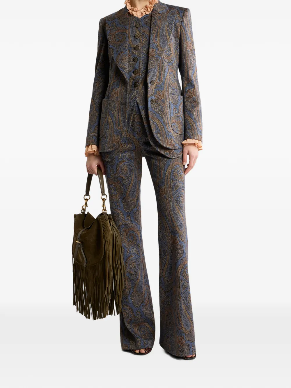 ETRO Jacquard gilet van katoenblend met Paisley-motief Blauw