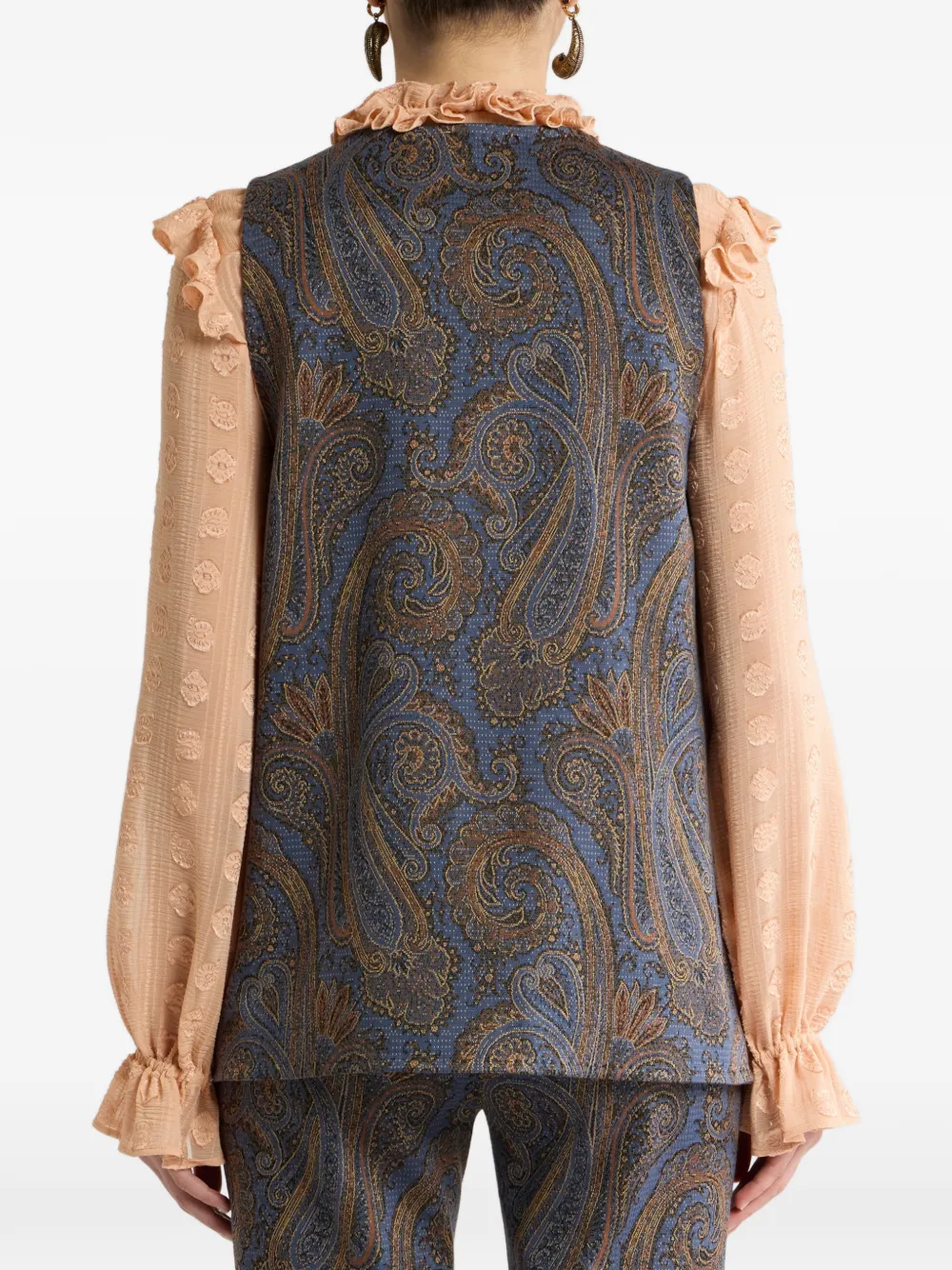 ETRO Jacquard gilet van katoenblend met Paisley-motief Blauw
