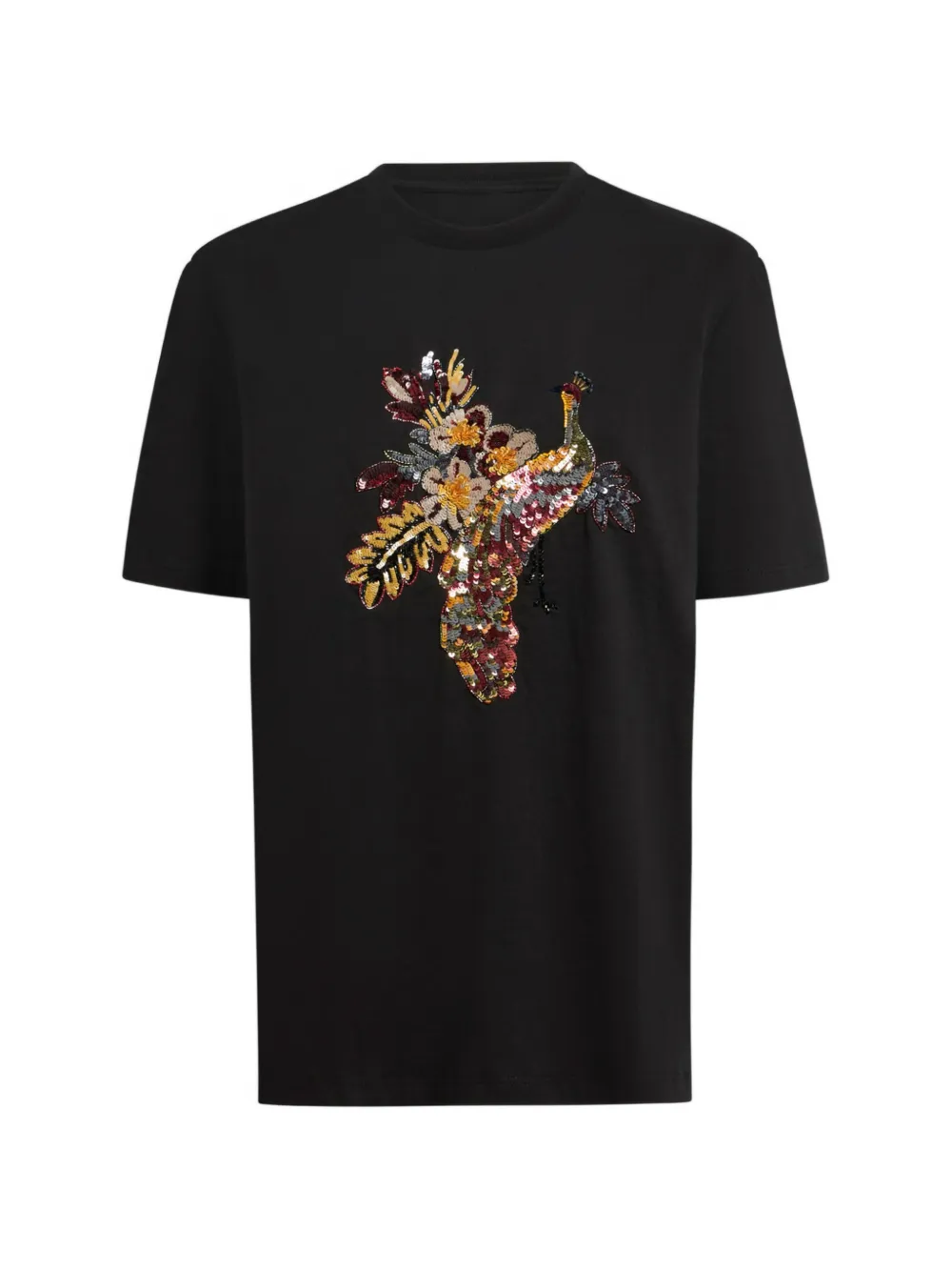 ETRO cotton T-shirt with peacock embellishment - Nero
