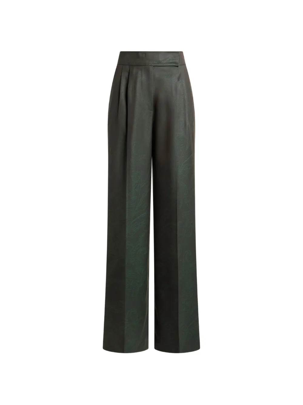ETRO 페이즐리 모티프 플리츠 울 자카드 팬츠 | 그린 | Image 1