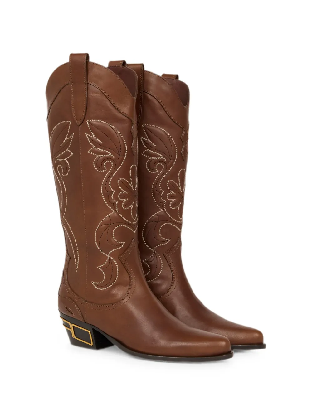 ETRO Leren laarzen in Texaanse stijl Bruin