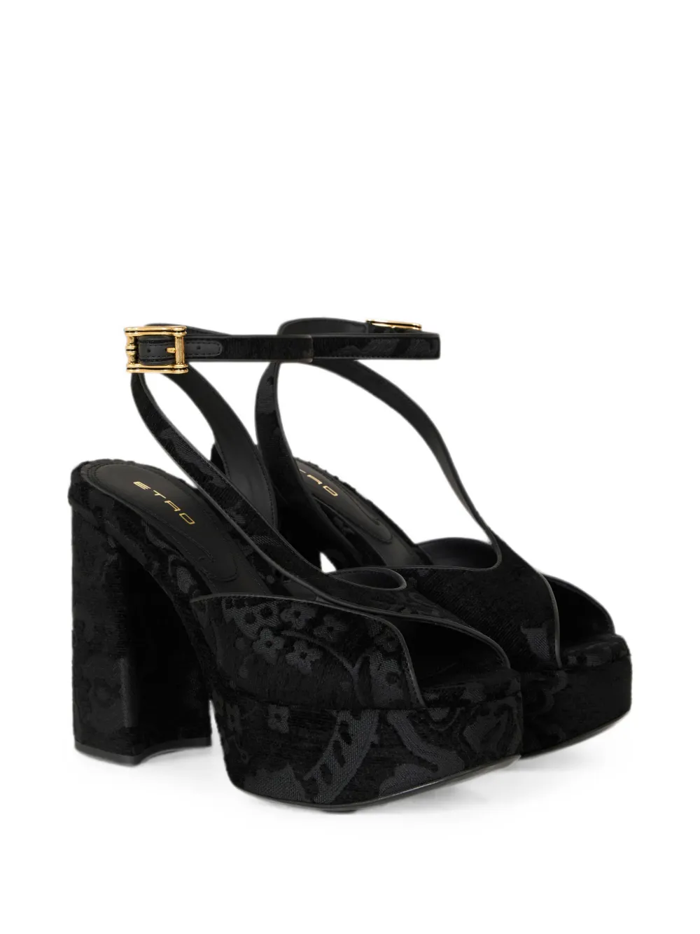 ETRO jacquard platform sandals with Paisley motif Zwart