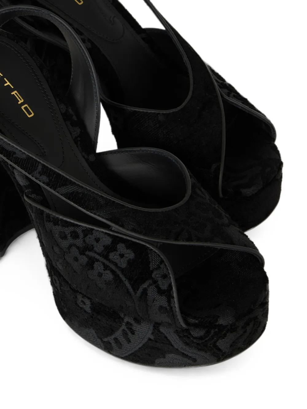 ETRO jacquard platform sandals with Paisley motif Zwart