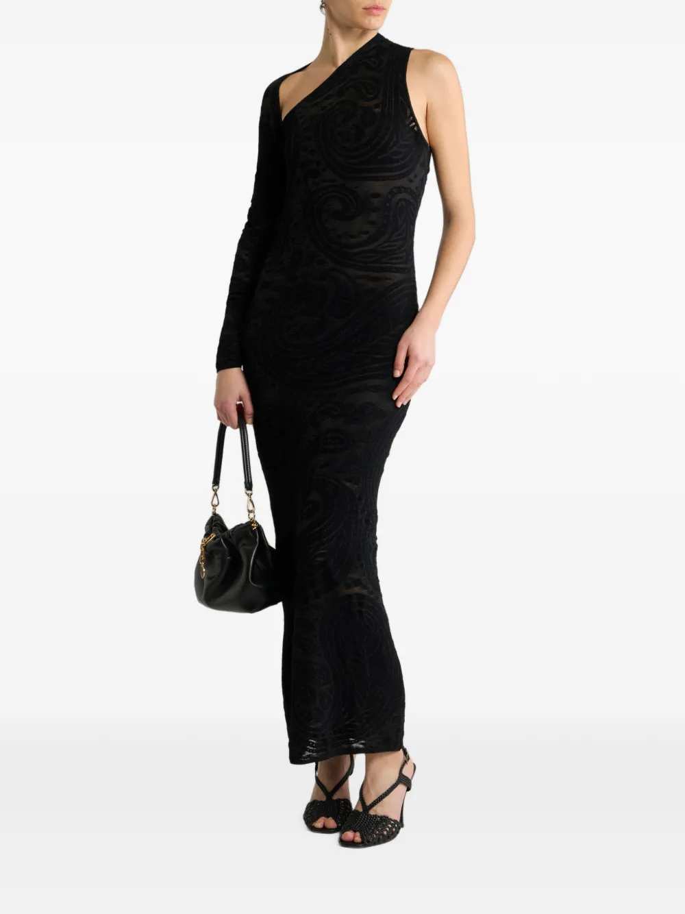 ETRO Jacquard maxi-jurk met Paisley-motief Zwart