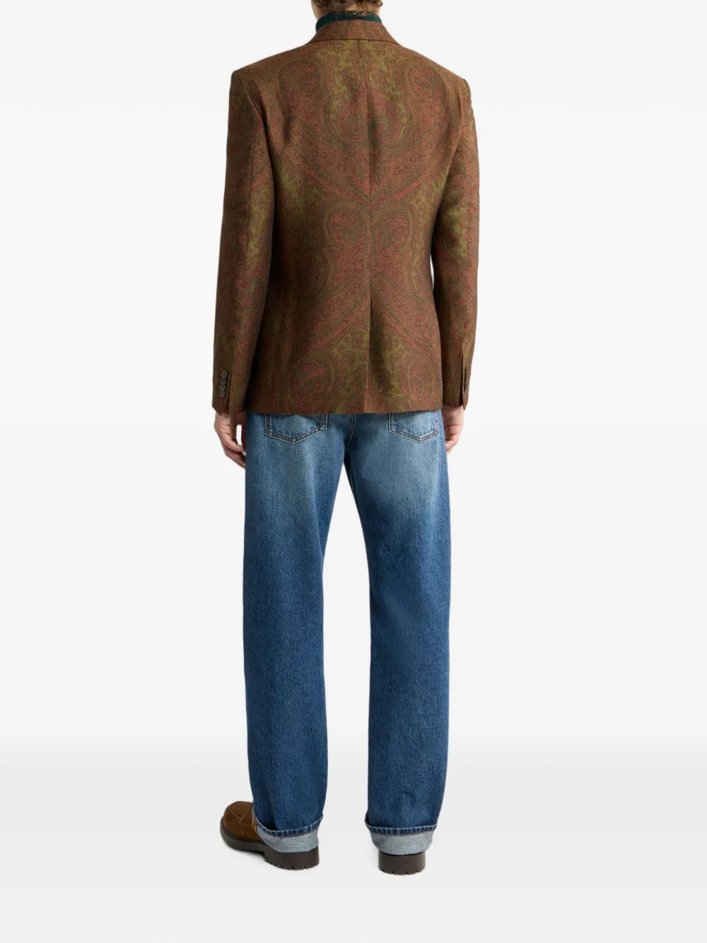 ETRO Jacquard colbert van wolblend met dubbele rij knopen en paisley-motief Bruin