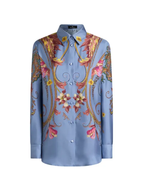 ETRO silk shirt with placed floral paisley print