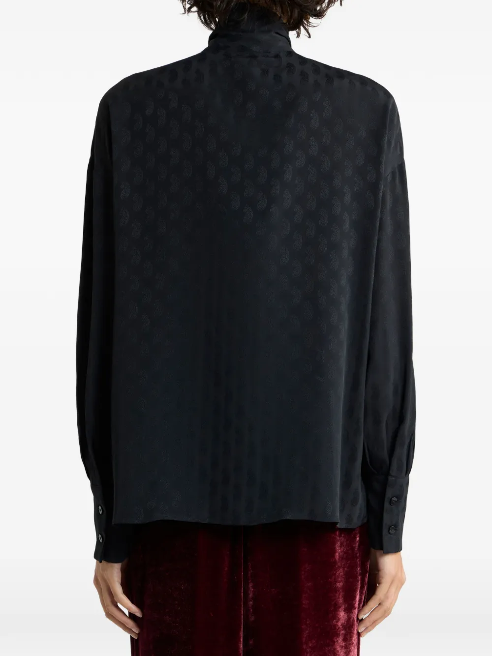 ETRO Blouse van zijdeblend met jacquard en paisley-patroon Zwart
