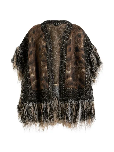 ETRO capa en jacquard con flecos y motivo de leopardo