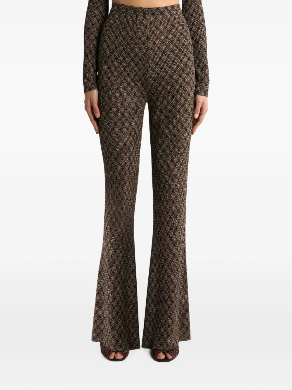 ETRO Fit-and-flare jacquard broek met diamanten motief Bruin