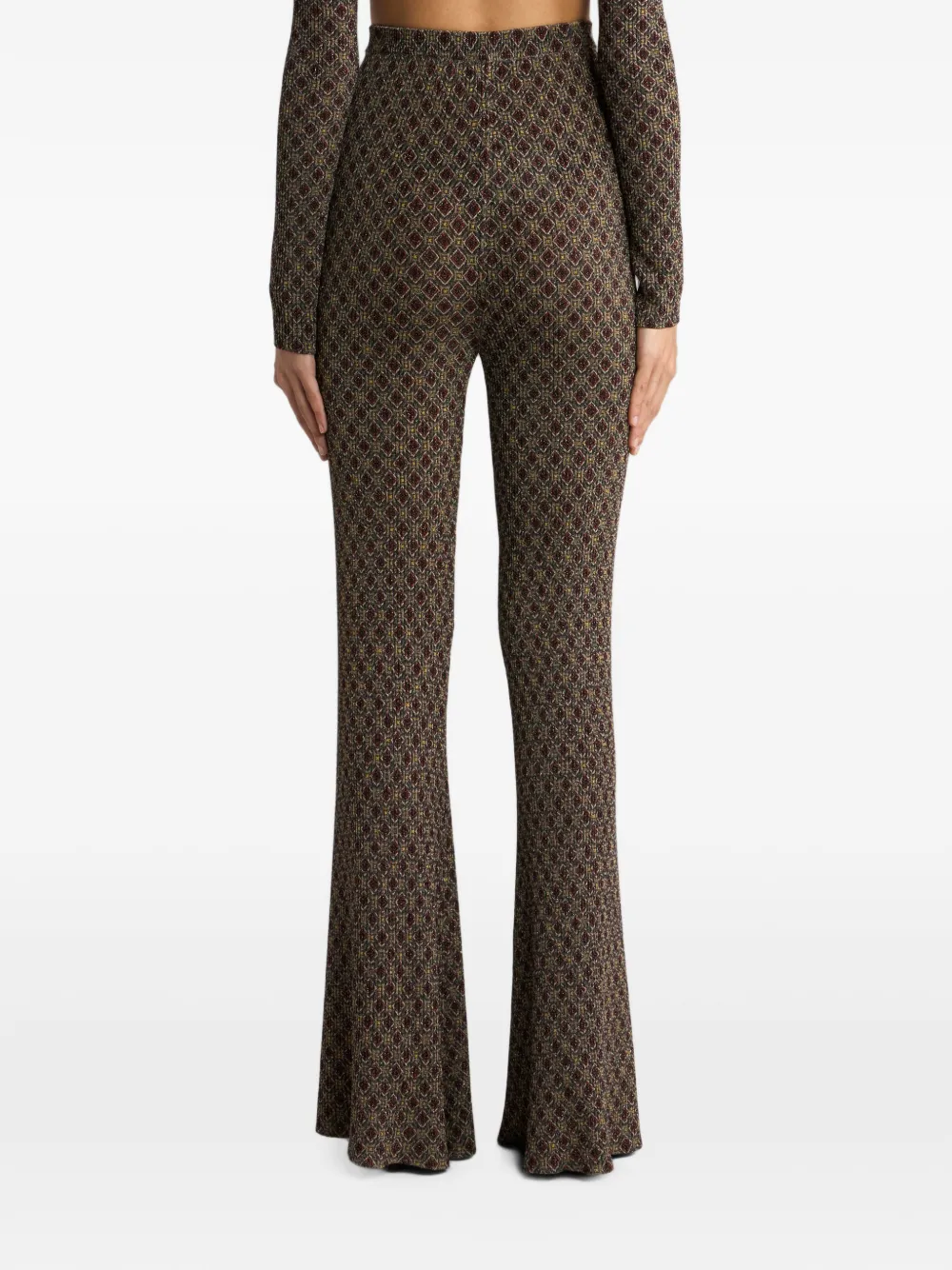 ETRO Fit-and-flare jacquard broek met diamanten motief Bruin