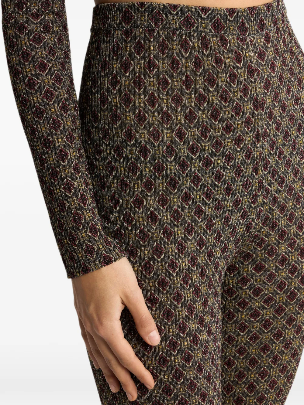 ETRO Fit-and-flare jacquard broek met diamanten motief Bruin