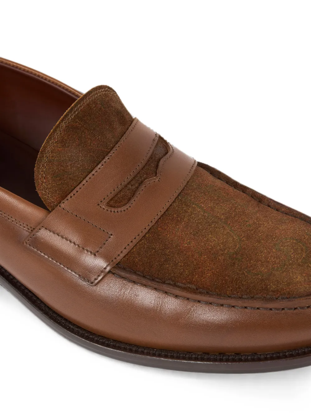 ETRO Leren loafers met Paisley-detail Bruin