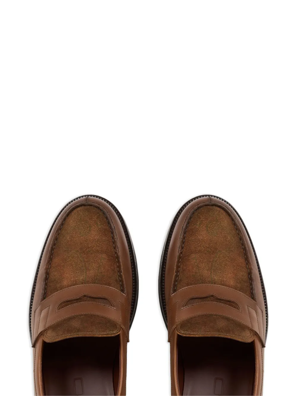 ETRO Leren loafers met Paisley-detail Bruin
