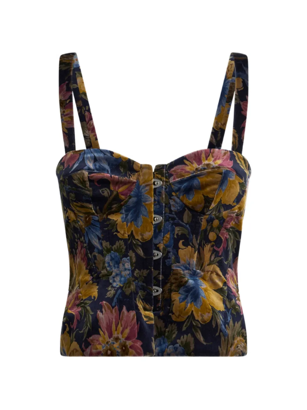 ETRO Corsetto in velluto di cotone a fiori - Blu