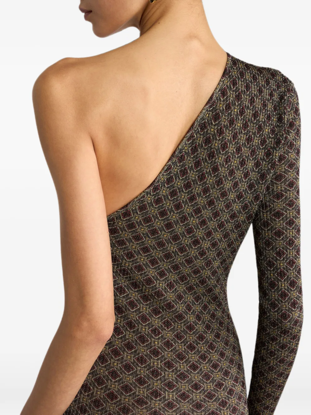ETRO Geribbelde maxi-jurk met micro diamant motief Bruin
