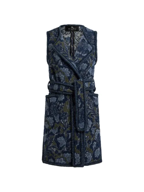 ETRO long waistcoat in cotton-blend bouclé jacquard with floral motif