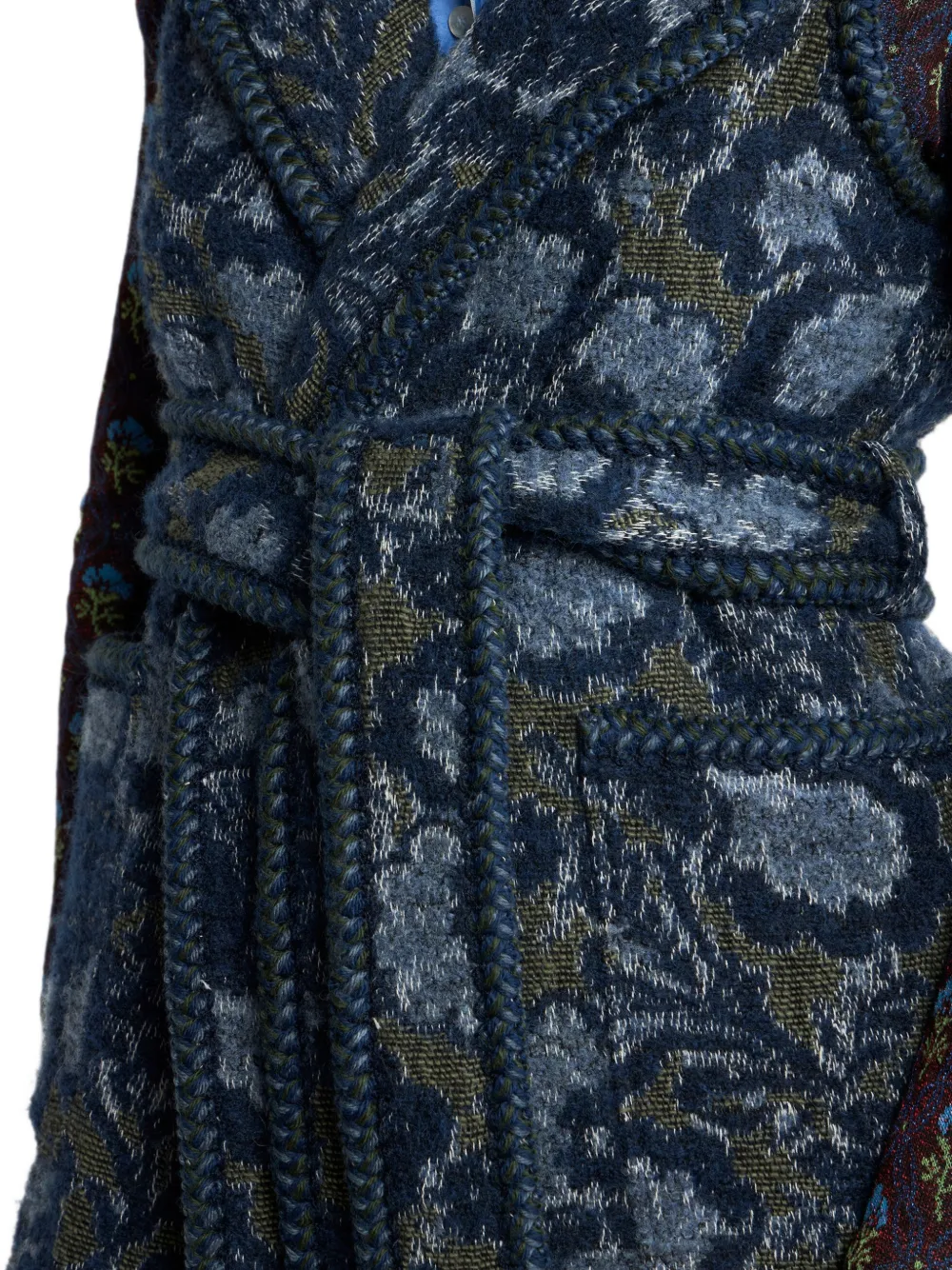 ETRO Lang gilet van katoen-blend bouclé jacquard met bloemen-motief Blauw