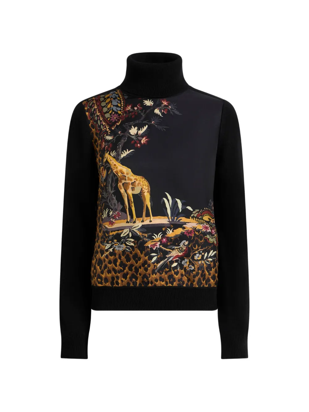 ETRO Maglione in misto lana a collo alto con stampa paisley - Nero