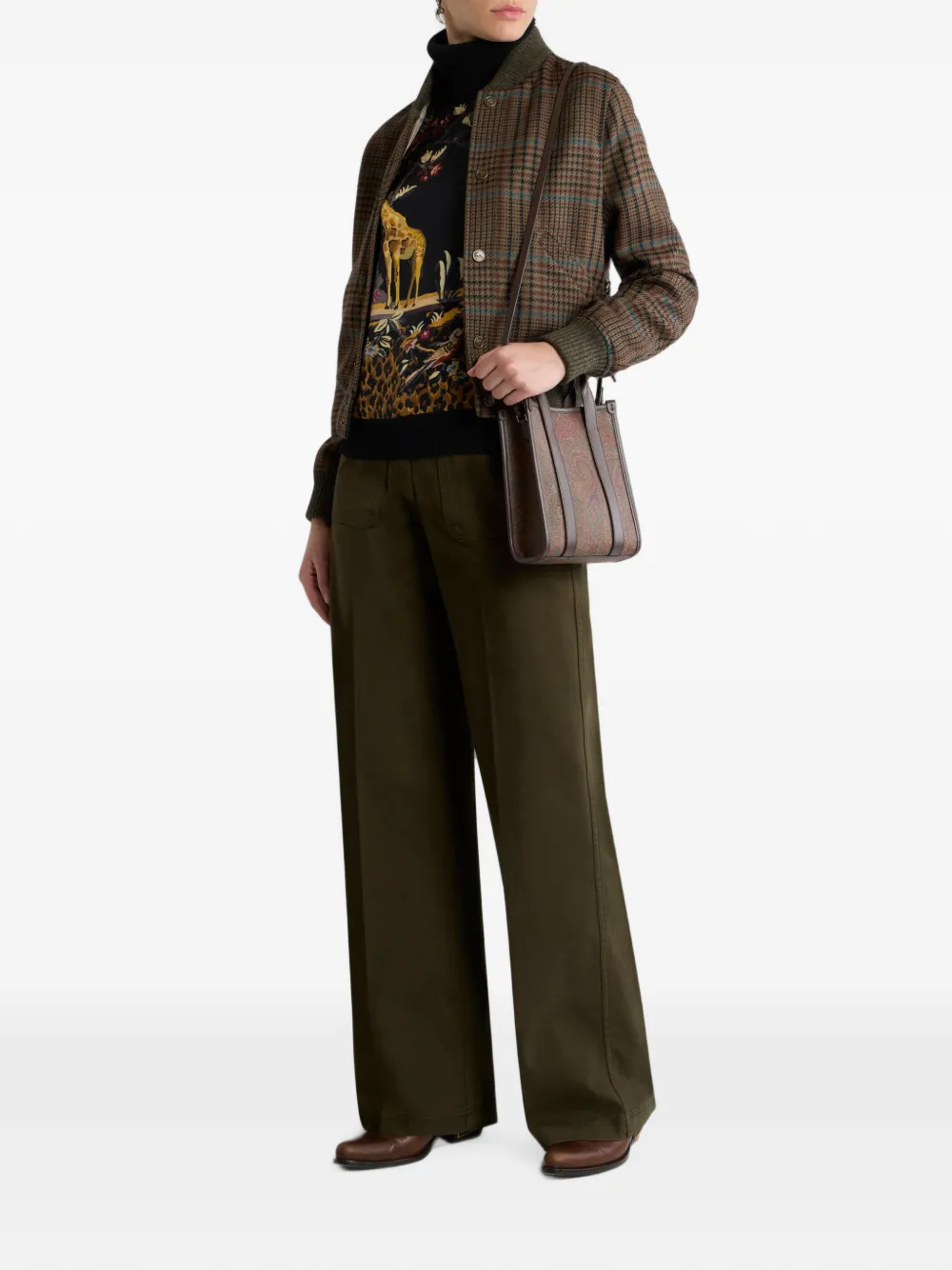 ETRO Coltrui van wolblend met geplaatste dieren en Paisley-print Zwart
