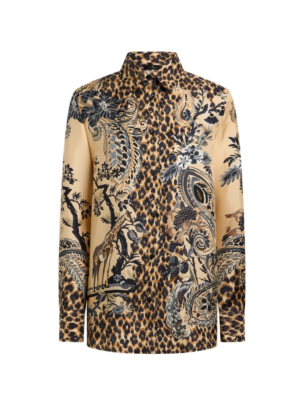 ETRO silk shirt with place leopard print - Neutrals