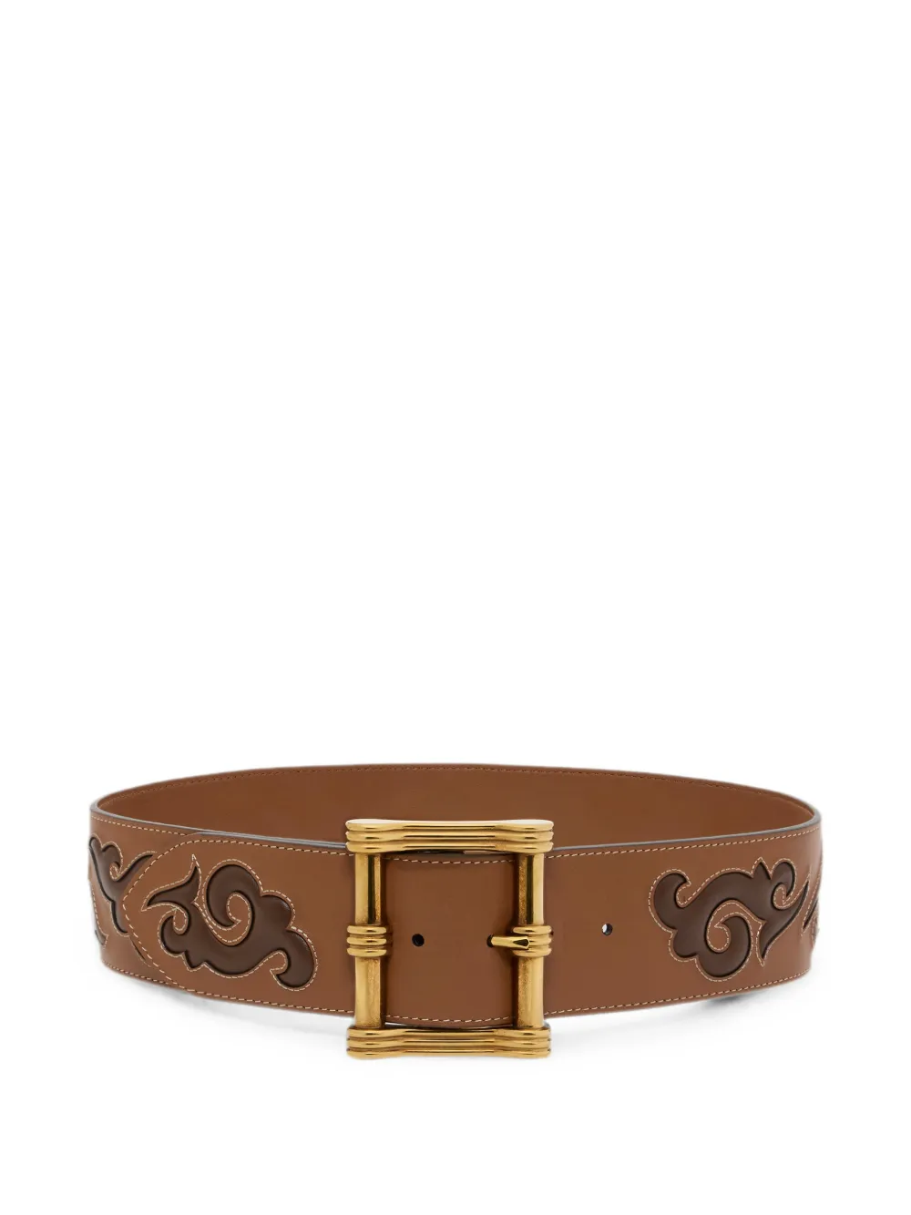 ETRO leather belt with Texan embroidery - Braun