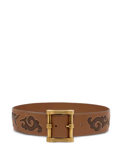 ETRO leather belt with Texan embroidery
