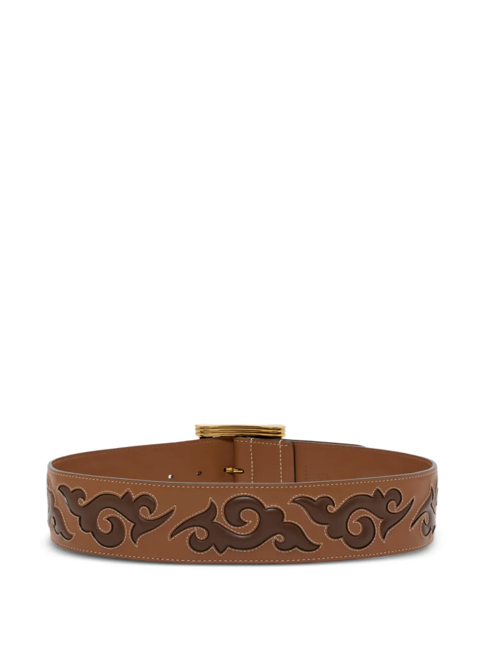 ETRO Leren riem met Texaans borduurwerk Bruin