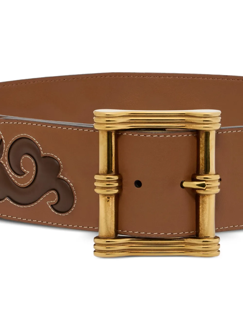 ETRO Leren riem met Texaans borduurwerk Bruin