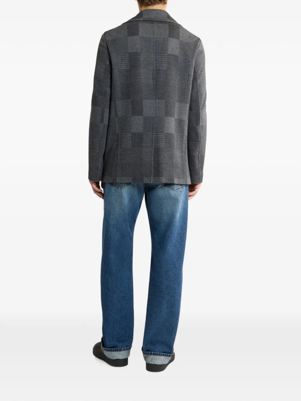 ETRO Katoenen en wollen jacquard geruite jas Grijs