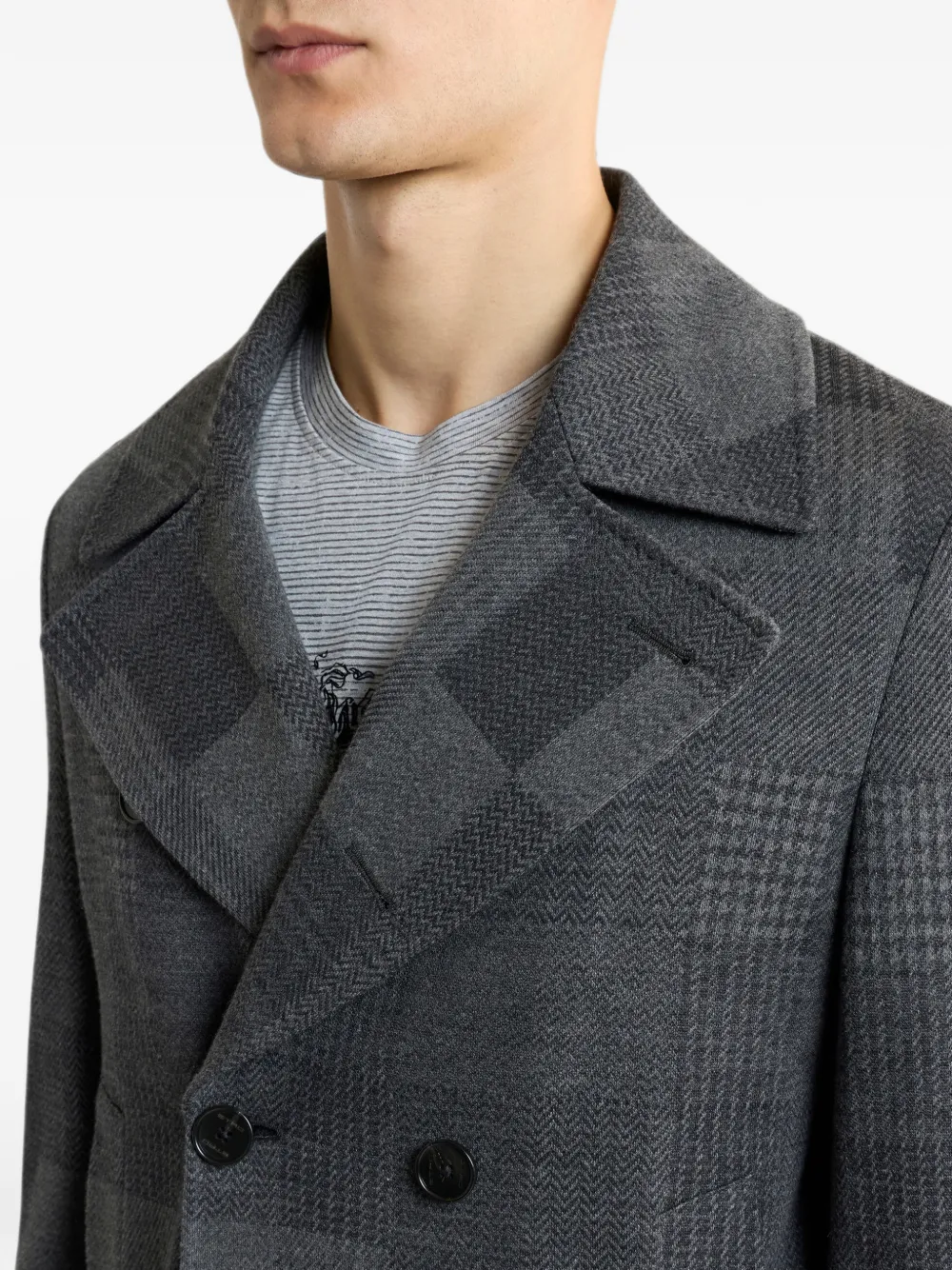 ETRO Katoenen en wollen jacquard geruite jas Grijs