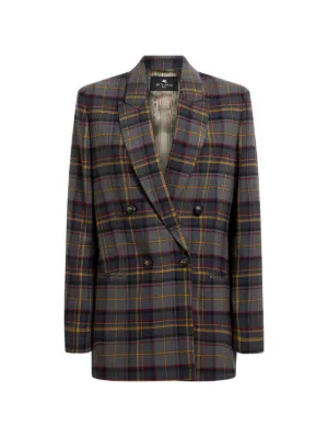ETRO チェック ダブルジャケット | グレー | FARFETCH JP