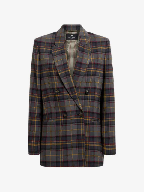 ETRO veste en laine stretch à double boutonnage à motif à carreaux