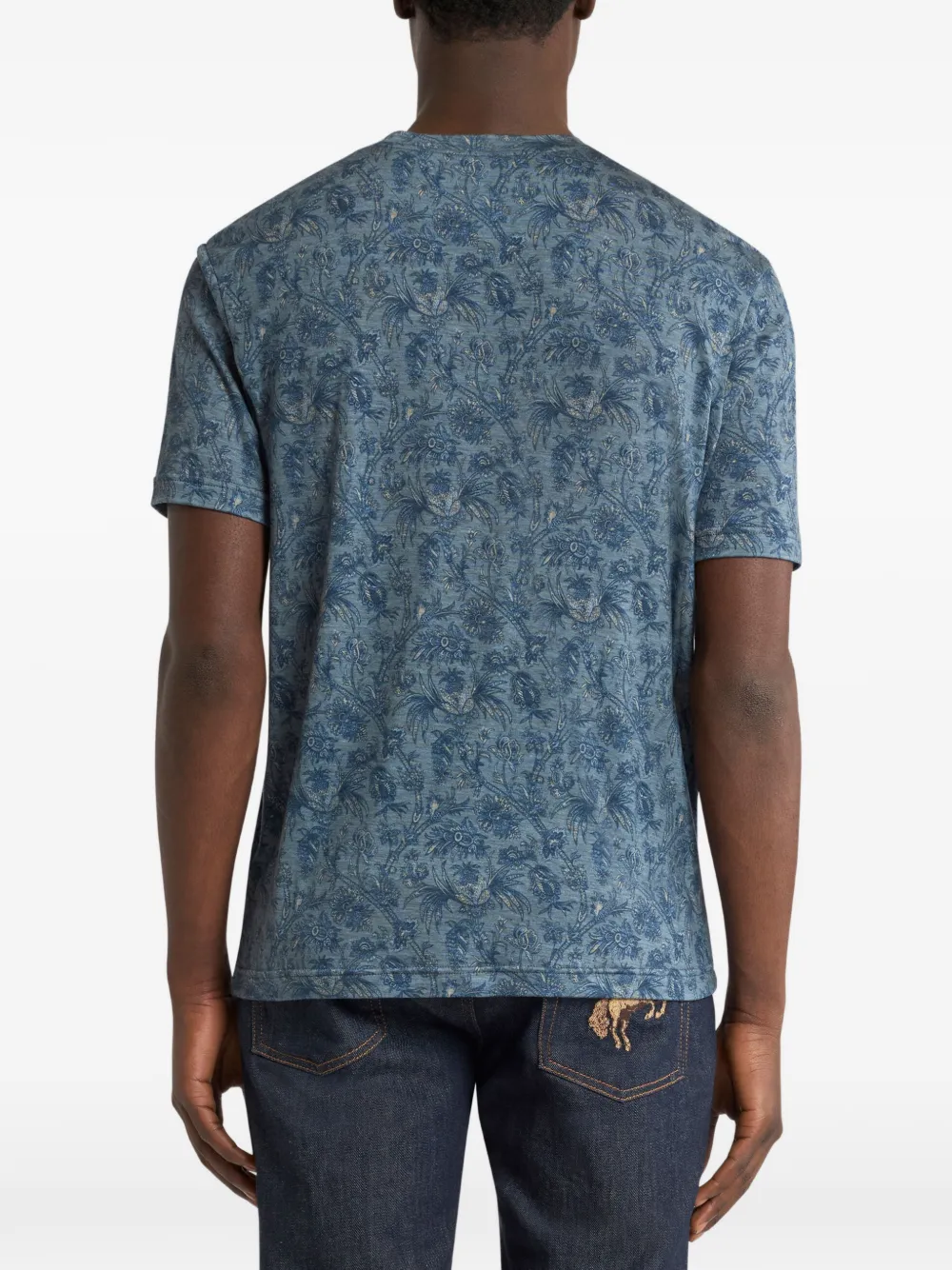 ETRO T-shirt met bloemenmotief Blauw