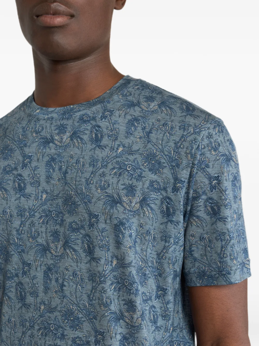 ETRO T-shirt met bloemenmotief Blauw