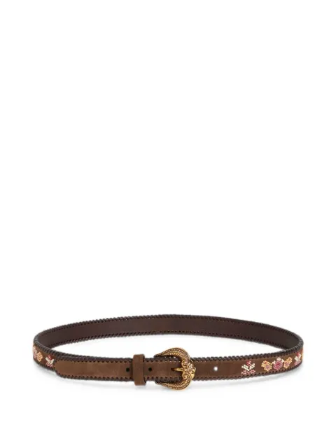 ETRO suede belt with beaded motif