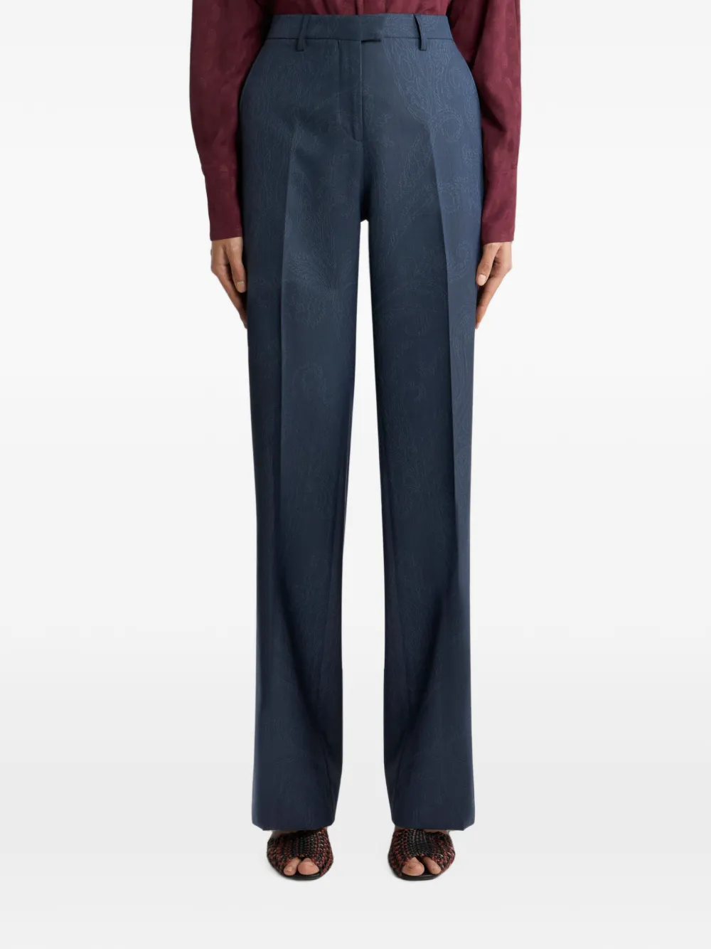 ETRO Wollen jacquard broek met Paisley-motief Blauw