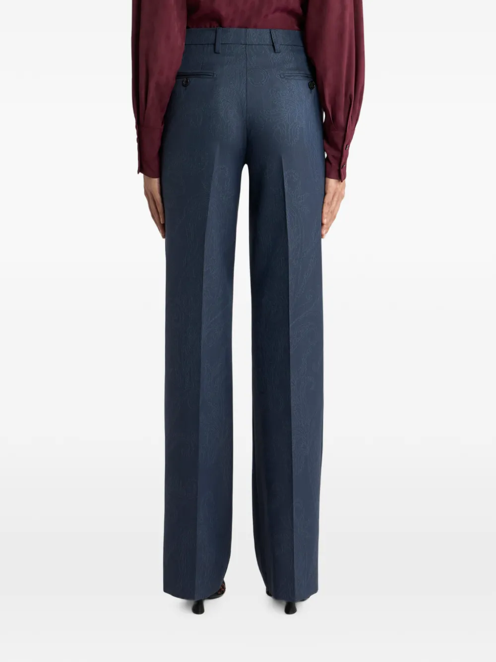 ETRO Wollen jacquard broek met Paisley-motief Blauw