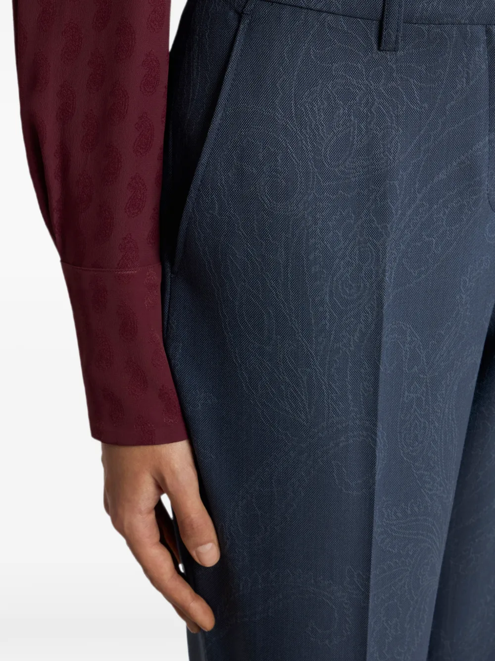 ETRO Wollen jacquard broek met Paisley-motief Blauw