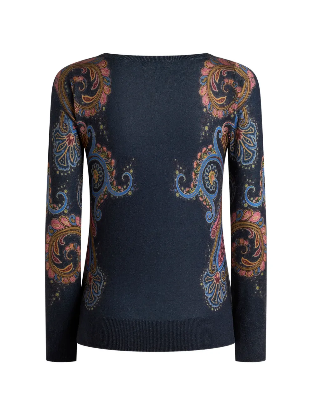 ETRO Zijden en kasjmier trui met paisley-print Blauw