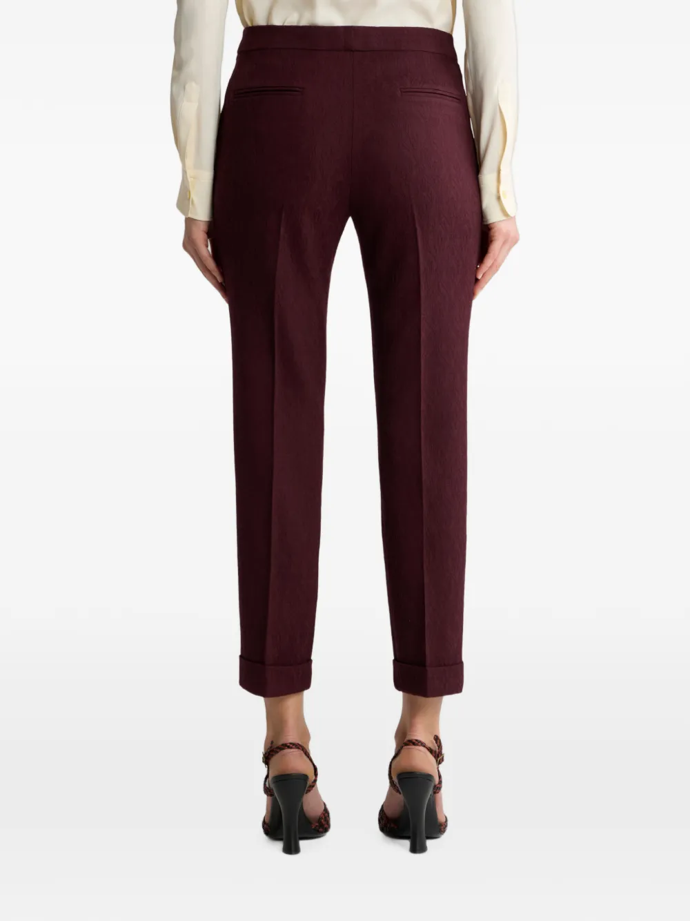 ETRO Cropped wollen broek met medaillon-patroon en jacquard Rood