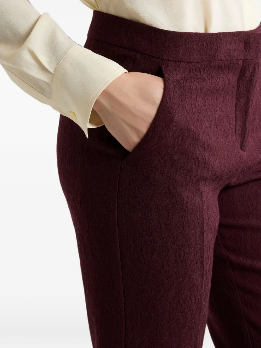 ETRO Cropped wollen broek met medaillon-patroon en jacquard Rood