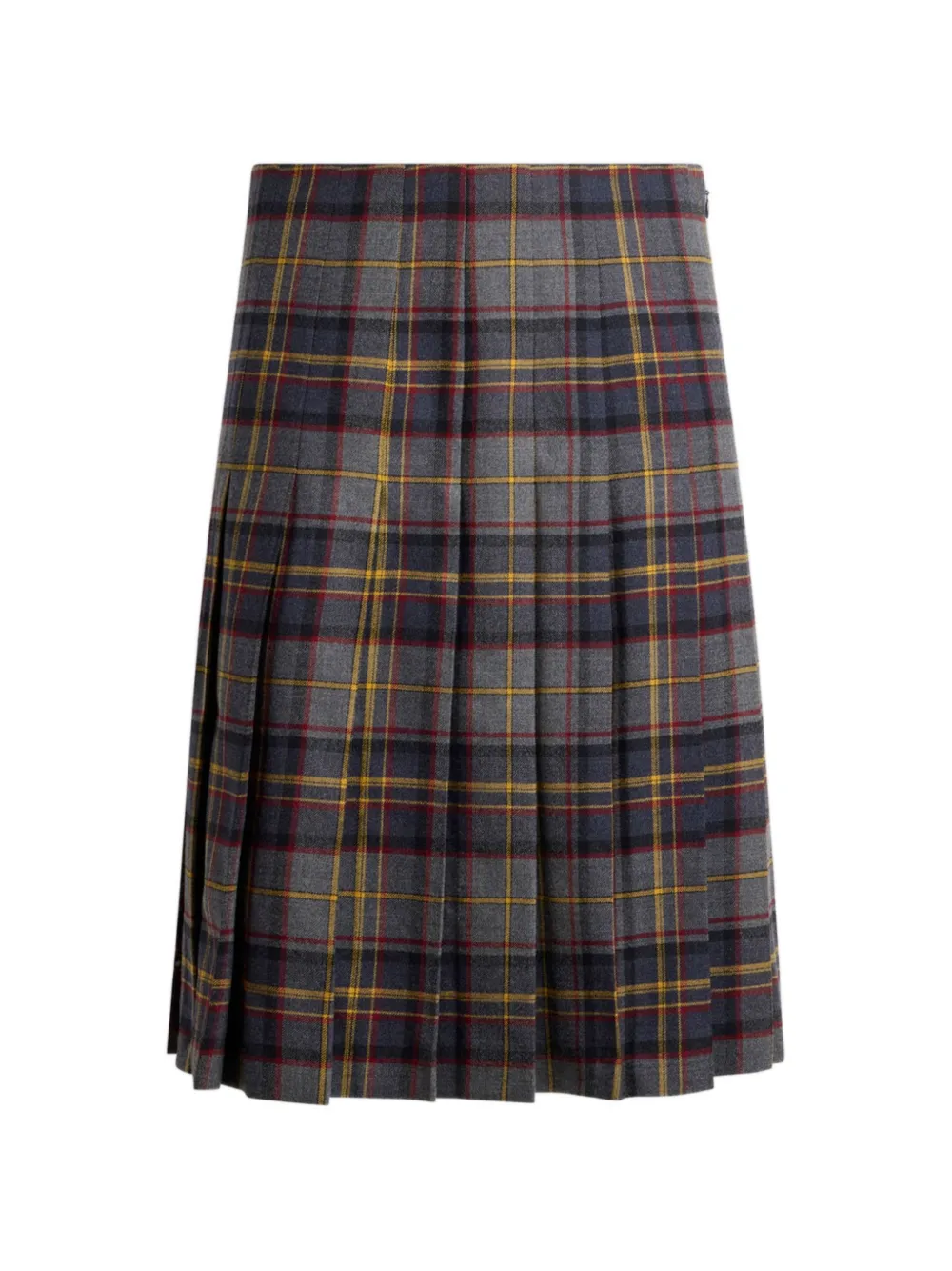 ETRO pleated short skirt in stretch wool with check motif - Grey