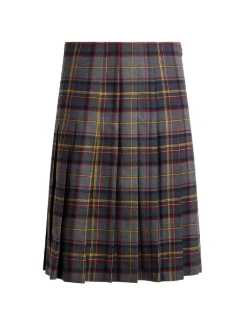 ETRO pleated short skirt in stretch wool with check motif