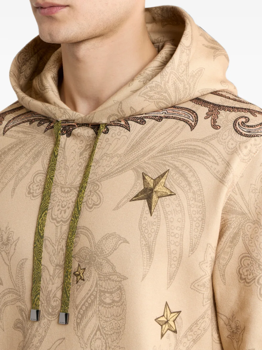 ETRO Katoenenblend sweater met capuchon en Pegaso-print Beige