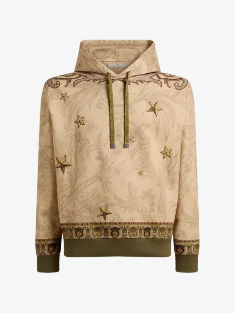 ETRO cotton-blend hooded sweatshirt with placed Pegaso-print