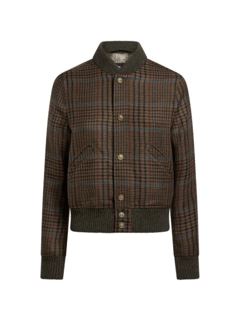ETRO Bomberjacke mit Pfauenstickerei und Prince of Wales Motiv