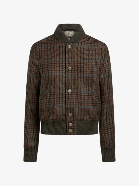 ETRO Bomberjacke mit Pfauenstickerei und Prince of Wales Motiv